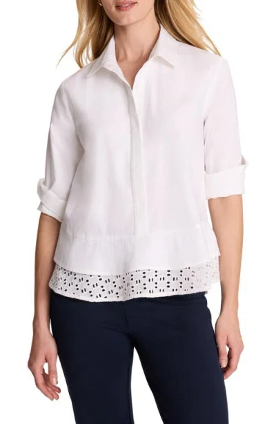 Nic + Zoe Nic+zoe Eyelet Trim Shirt In White