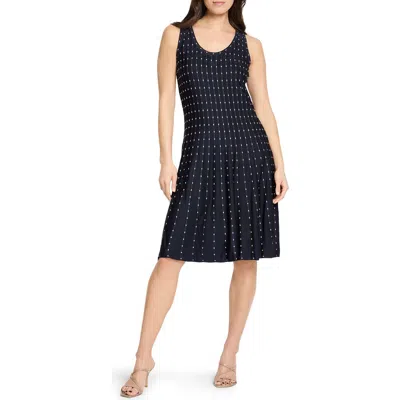 Nic + Zoe Nic+zoe Falling Dot Flared Knit Dress In Indigo Multi