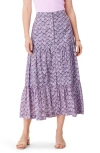 Nic + Zoe Nic+zoe Falling Fans Tiered Cotton Skirt In Purple Multi