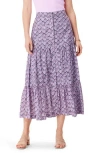 Nic + Zoe Nic+zoe Falling Fans Tiered Cotton Skirt In Purple Multi