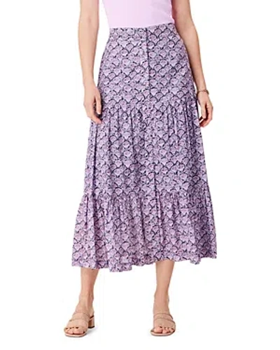 Nic + Zoe Nic+zoe Falling Fans Tiered Cotton Skirt In Purple Multi