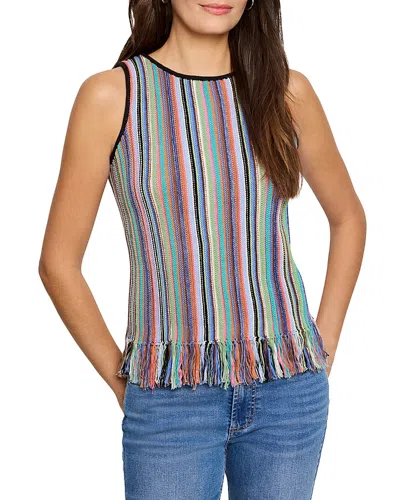 Nic + Zoe Nic+zoe Falling Fringe Sleeveless Sweater In Pink Multi