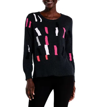 Nic + Zoe Falling Frost Sweater In Pink Multi