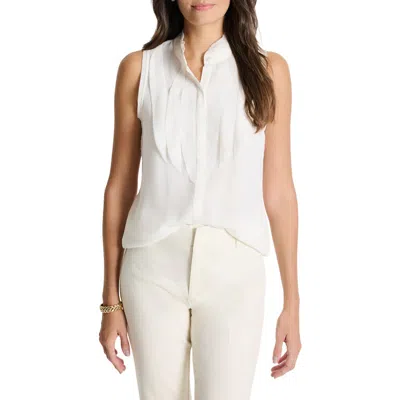 Nic + Zoe Nic+zoe Falling Ruffle Chiffon Tank In Classic Cream