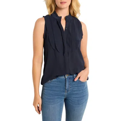 Nic + Zoe Nic+zoe Falling Ruffle Chiffon Tank In Dark Indigo