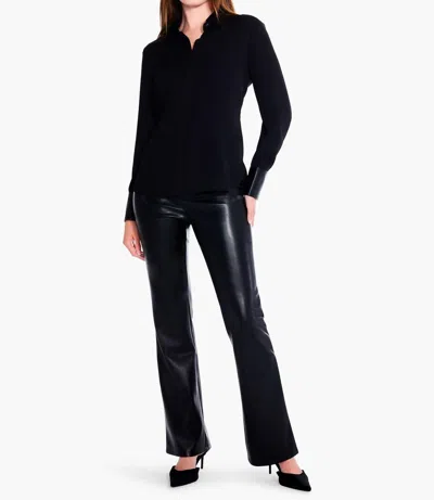 NIC + ZOE FAUX LEATHER BOOTCUT PANT IN BLACK ONYX