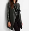 Nic + Zoe Faux Leather Lounge Around Jacket In Hickory