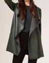 Nic + Zoe Faux Leather Lounge Around Jacket In Hickory In Brown