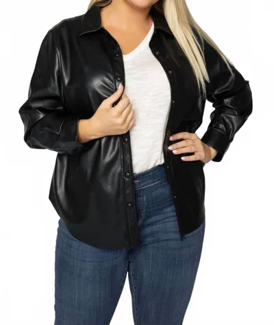 Nic + Zoe Faux Leather Shirt Jacket - Plus In Black