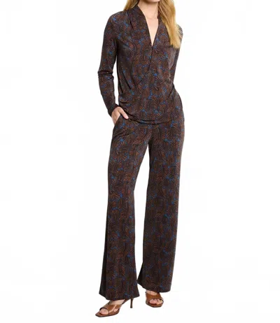 Nic + Zoe Feather Fern Wrap Top In Brown Multi
