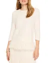 Nic + Zoe Feather Fringe Sweater In Cream