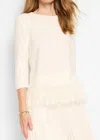 Nic + Zoe Feather Fringe Sweater In Cream In White