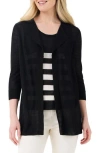 Nic + Zoe Lightweight Long Linen Blend Cardigan In Black Onyx