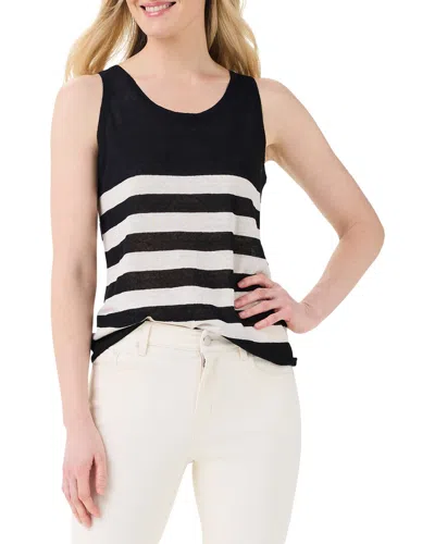 Nic + Zoe Nic+zoe Featherweight Striped Linen-blend Tank In Black