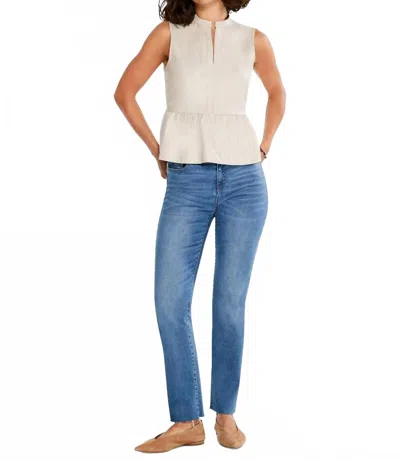 Nic + Zoe Fedrica Faux Leather Swing Top In Cobblestone In White