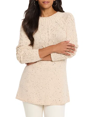 Nic + Zoe Nic+zoe Femme Cotton Blend Cable Sweater In Nougat