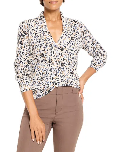 Nic + Zoe Nic+zoe Femme Cheetah Shawl Collar Sweater In Multi