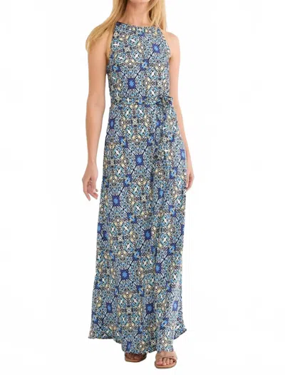 Nic + Zoe Filagree Tile Becca Maxi Dress In Blue Multi