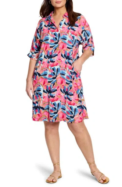 Nic + Zoe Nic+zoe Firework Foliage Devo Shift Dress In Blue Multi