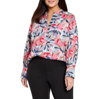 Nic + Zoe Nic+zoe Firework Foliage Top In Blue Multi