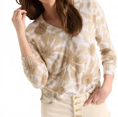 Nic + Zoe Floral Hint Supersoft Sweater In Neutral Multi