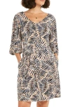 Nic + Zoe Petite Flowing Ferns Printed T-shirt Dress In Neutral Multi
