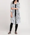 Nic + Zoe Fluid Ink Silk Blend Tunic Long Top In White, Blue In Multi