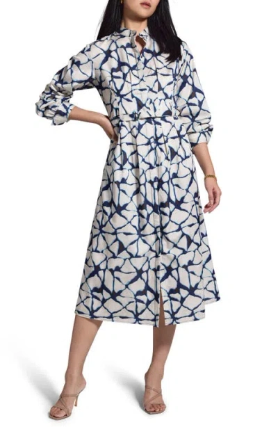 NIC + ZOE NIC+ZOE FRACTURED PRINT LONG SLEEVE SHIRTDRESS