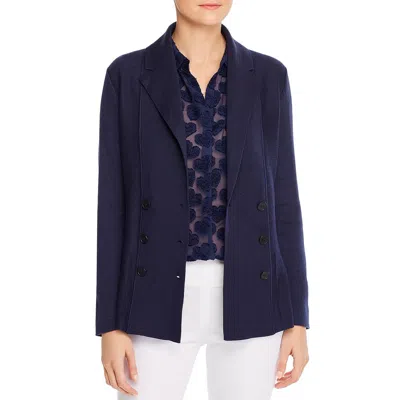 Nic + Zoe Frame Of Mind Womens Knit Long Sleeves Double-breasted Blazer In Blue