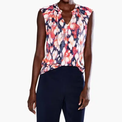 Nic + Zoe Francine Floral Ikat Live Tank Top In Blue Multi
