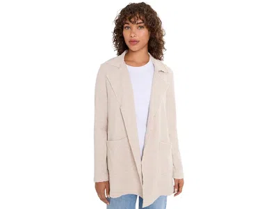 Nic + Zoe French Terry Long Daily Jacket Women's Jacket Oatmeal: Lg, Cotton In Neutral