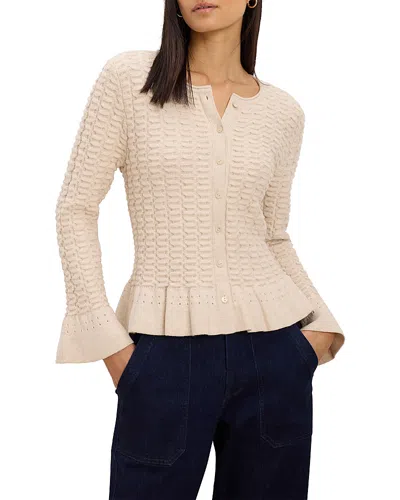 Nic + Zoe Nic+zoe Frill Textured Cotton Blend Cardigan In Neutral