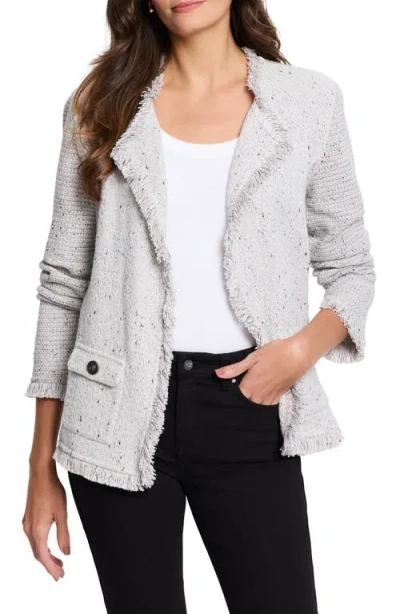 Nic + Zoe Nic+zoe Fringe Mix Knit Pocket Jacket In Sugar Cookie