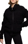 Nic + Zoe Nic+zoe Fringe Knit Jacket In Black