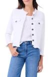 Nic + Zoe Womens Lightweight Fringed Utility Jacket In Paper White