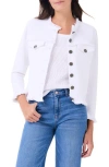 Nic + Zoe Womens Lightweight Fringed Utility Jacket In Paper White