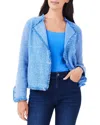 Nic + Zoe Nic+zoe Fringe Mix Knit Jacket In Blue