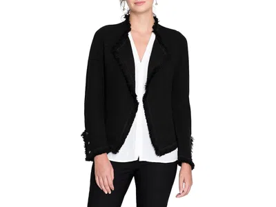 Nic + Zoe Fringe Mix Knit Jacket In Black