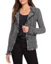 Nic + Zoe Nic+zoe Petite Fringe Mix Knit Jacket In Black Multi