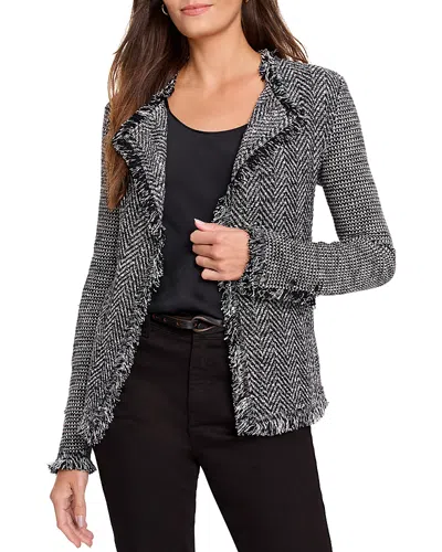 Nic + Zoe Nic+zoe Petite Fringe Mix Knit Jacket In Black Multi