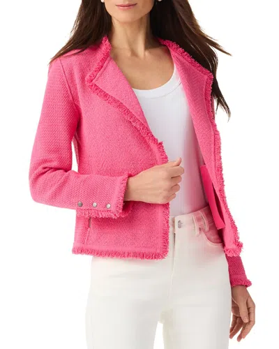 Nic + Zoe Nic+zoe Fringe Mix Knit Jacket In Pink