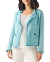 Nic + Zoe Fringe Mix Knit Pocket Blazer In River