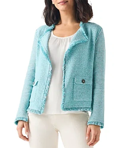 Nic + Zoe Nic+zoe Fringe Mix Knit Pocket Blazer In River