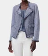 Nic + Zoe Nic+zoe Petites Mix Knit Fringe Trim Jacket In Grey