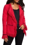 Nic + Zoe Nic+zoe Statement Fringe Mix Knit Jacket In Amaryllis