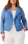 Nic + Zoe Nic+zoe Plus Fringe Mix Knit Jacket In True Blue