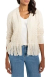 Nic + Zoe Tape Fringe Cardigan In Brown