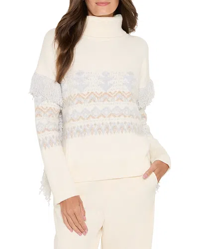 Nic + Zoe Nic+zoe Fringe Trim Turtleneck Sweater In Neutral