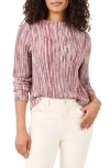 Nic + Zoe Nic+zoe From The Top Stripe Sweater In Pink Multi