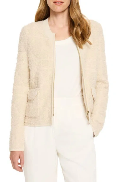 Nic + Zoe Nic+zoe Front Zip High Pile Fleece Jacket In Almond